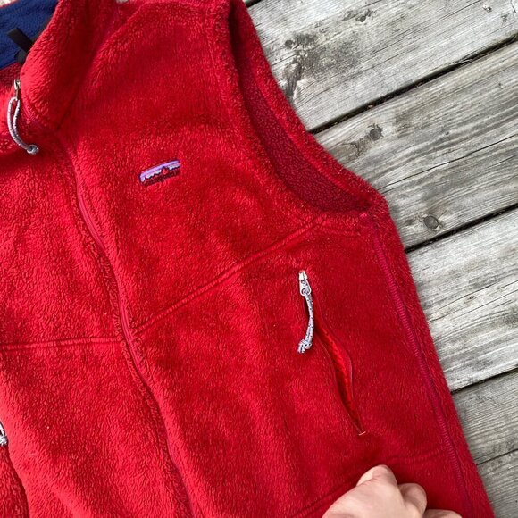 Vintage 2001 Patagonia Polartec Fleece Vest Large Made in USA Red - Picture 10 of 13